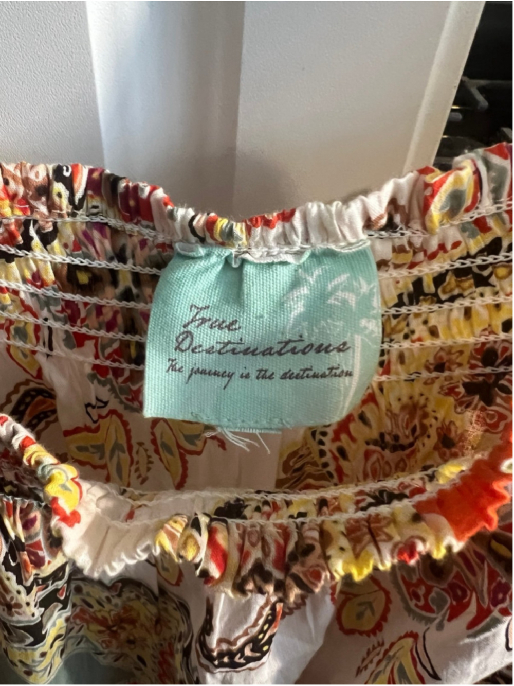 True Destinations Mini Dress Boho Paisley Floral Print Peasant Coverup - Picture 3 of 6